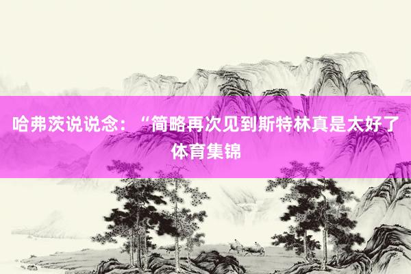 哈弗茨說說念：“簡略再次見到斯特林真是太好了體育集錦